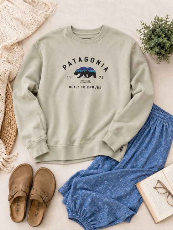 Patagonia Tops - Patagonia Built to Endure Bear Graphic Crewneck Sweatshirt | Sage Green Pullover